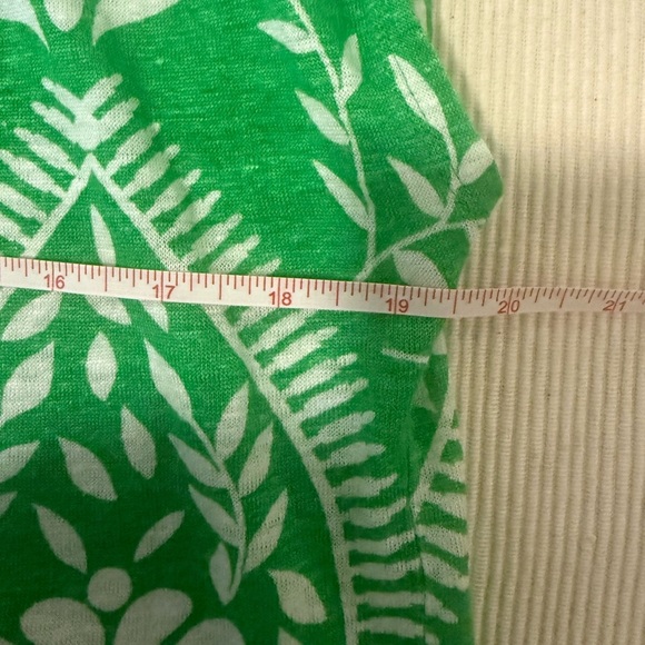 Joie 100% Linen Green Print Cap Sleeve Shirt Women’s Size Large - Picture 4 of 7